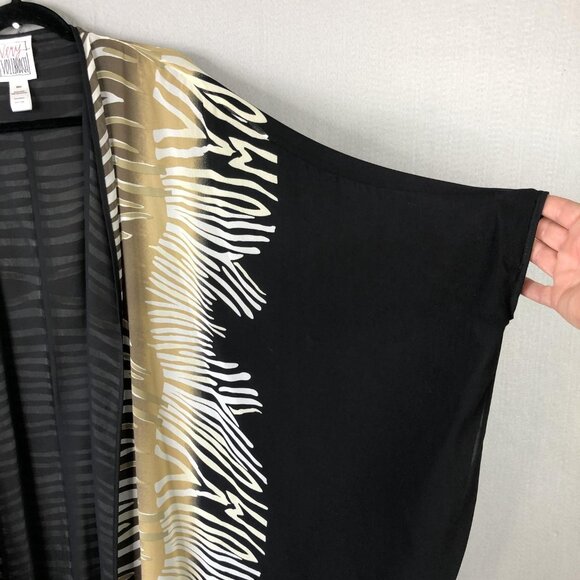 Very Vollbracht Kimono Jacket Womens Missy Black Zebra Sheer Open Front MV50747 - Picture 15 of 16